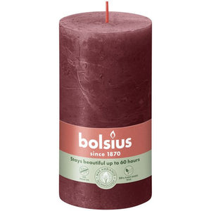 Bolsius rustiek stompkaars velvet red ø68x130 mm 60 uur (4 stuks)