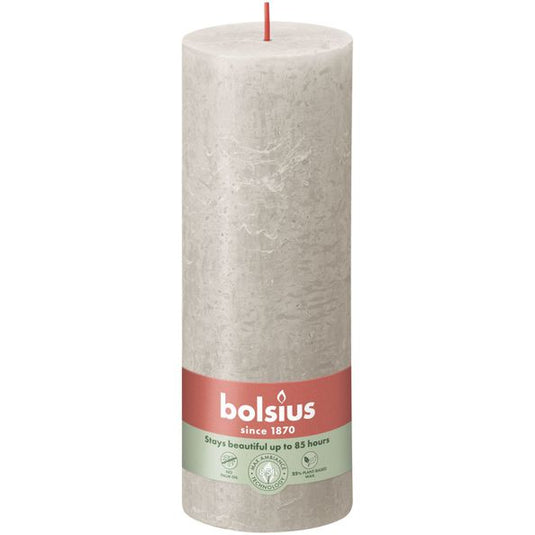 Bolsius Bolsius Stompkaarsen Shine 4 st rustiek 190x68 mm zandgrijs
