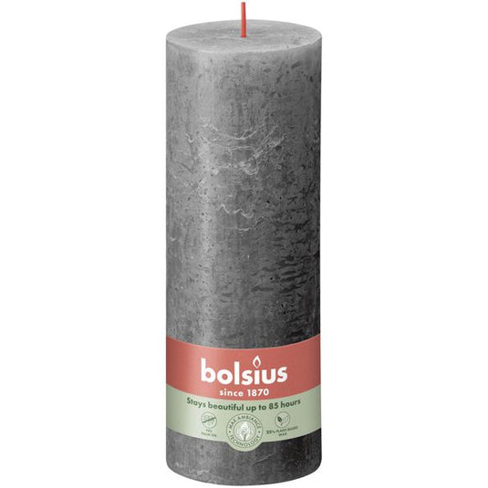 Bolsius Bolsius Stompkaarsen Shine 4 st rustiek 190x68 mm stormgrijs