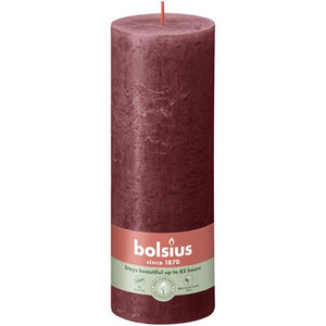 Bolsius rustiek stompkaars velvet red ø68x190 mm 85 uur (4 stuks)