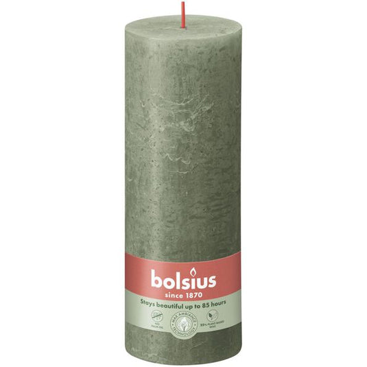 Bolsius Bolsius Stompkaarsen Shine 4 st rustiek 190x68 mm fris olijfkleurig