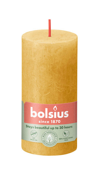 Bolsius rustiek stompkaars honey yellow ø50x100 mm 30 uur (8 stuks)