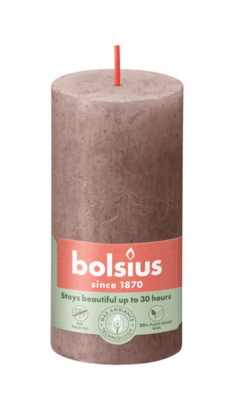 Bolsius rustiek stompkaars rustic taupe ø50x100 mm 30 uur (8 stuks)