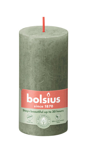 Bolsius rustiek stompkaars fresh olive ø50x100 mm 30 uur (8 stuks)