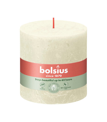 Bolsius rustiek stompkaars soft pearl ø100x100 mm 62 uur (3 stuks)