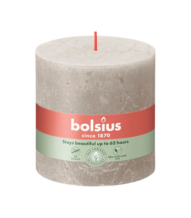 Bolsius rustiek stompkaars sandy grey ø100x100 mm 62 uur (3 stuks)