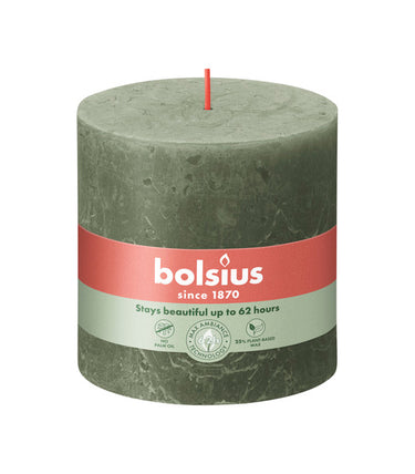 Bolsius rustiek stompkaars fresh olive ø100x100 mm 62 uur (3 stuks)