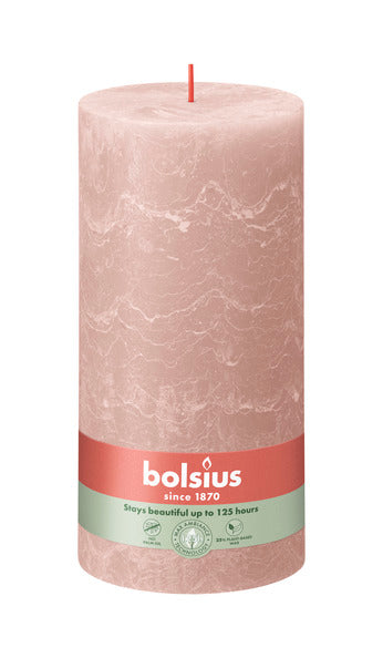 Bolsius rustiek stompkaars misty pink ø100x200 mm 125 uur (4 stuks)
