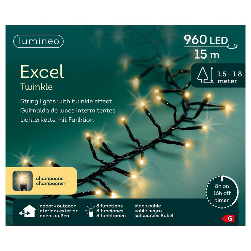Load image into Gallery viewer, Lumineo excel twinkel 960led 15m champagne
