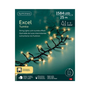 Lumineo kerstverlichting excel twinkel 25 meter 1584 lampen champagne