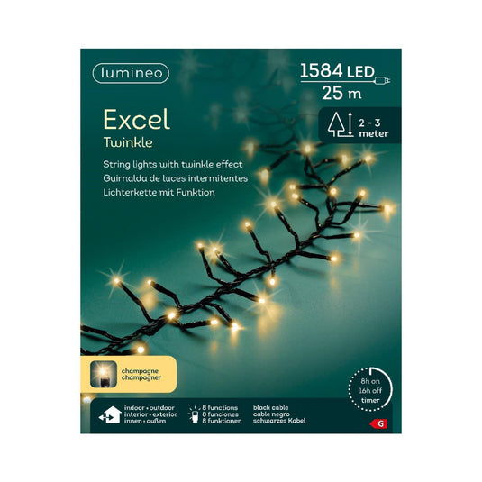 Led excellent lights pvc 8 functie twinkel effect buitenl.2500cm