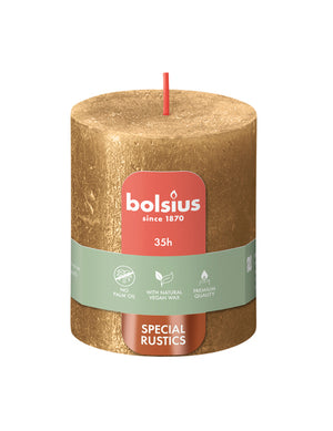 Bolsius stompkaars shimmer gold ø68x80 mm 35 uur (4 stuks)