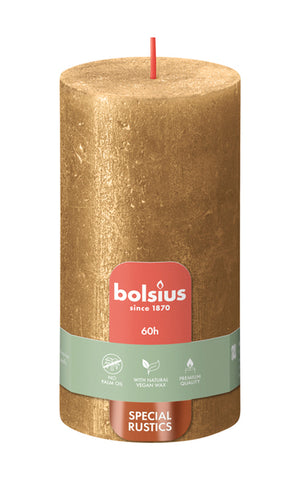 Bolsius stompkaars shimmer gold ø68x130 mm 60 uur (4 stuks)