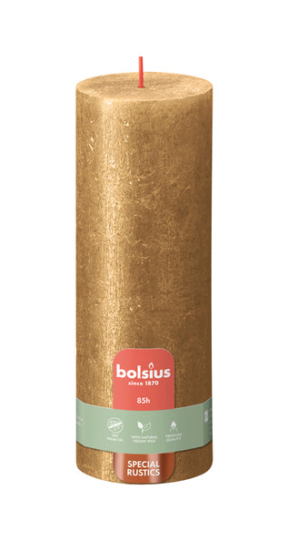 Bolsius stompkaars shimmer gold ø68x190 mm 85 uur (4 stuks)
