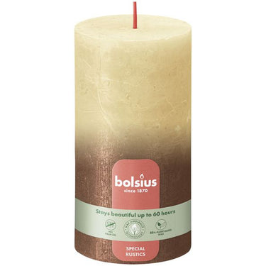 Bolsius stompkaars oat beige + copper ø68x130 mm 60 uur (4 stuks)