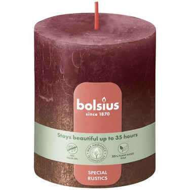 Bolsius stompkaars velvet red + copper ø68x80 mm 35 uur (4 stuks)