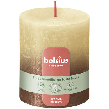 Bolsius stompkaars oat beige + copper ø68x80 mm 35 uur (4 stuks)