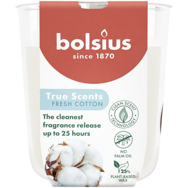 Bolsius geurglas true scents fresh cotton ø73x80 mm 25 uur (6 stuks)