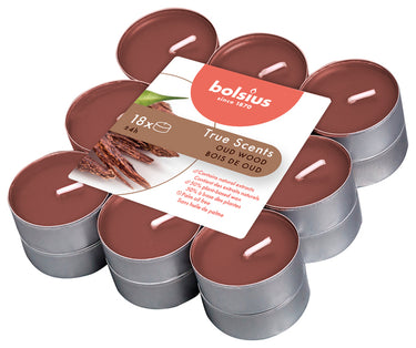 Bolsius geurtheelichten true scents oud wood ø38x18 mm 4 uur (8x 18 stuks)