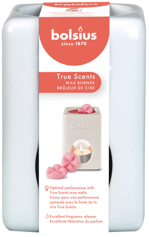 Bolsius aromatic waxbrander vierkant wit 85x85x125 mm (2 stuks)