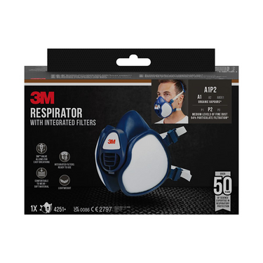 3m mondmasker met geïntegreerde filters, herbruikbaar, biedt a1p2 ademhalingsbescherming