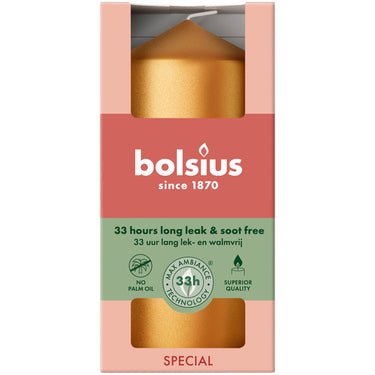 Bolsius stompkaars metallic golden orange ø58x120 mm 33 uur (6 stuks)