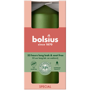 Bolsius stompkaars metallic green ø58x120 mm 33 uur (6 stuks)