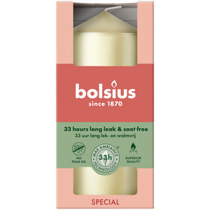 Bolsius stompkaars metallic white silver ø58x120 mm 33 uur (6 stuks)