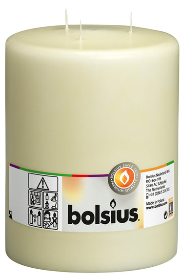 Bolsius mammoetkaars 3 lonten ivoor ø150x200 mm 100 uur (2 stuks)