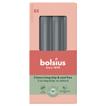 Bolsius dinerkaarsen stormy grey ø20x170 mm 5 uur (4x 8 stuks)