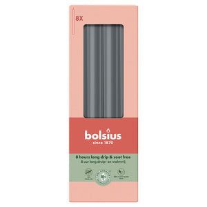 Bolsius dinerkaarsen stormy grey ø20x230 mm 8 uur (4x 8 stuks)