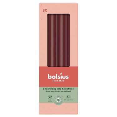 Bolsius dinerkaarsen velvet red ø20x230 mm 8 uur (4x 8 stuks)