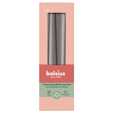 Bolsius gotische kaarsen stormy grey ø24x245 mm 7 uur (8x 4 stuks)