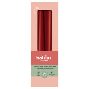 Bolsius gotische kaarsen velvet red ø24x245 mm 7 uur (8x 4 stuks)