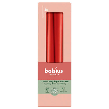 Bolsius gotische kaarsen delicate red ø24x245 mm 7 uur (8x 4 stuks)