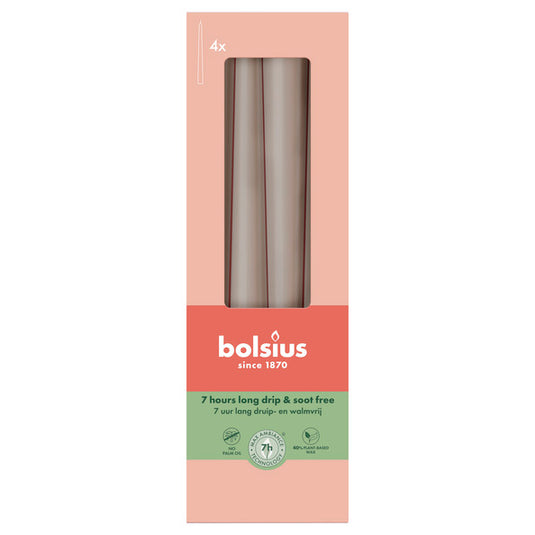 Bolsius gotische kaarsen light taupe ø24x245 mm 7 uur (8x 4 stuks)