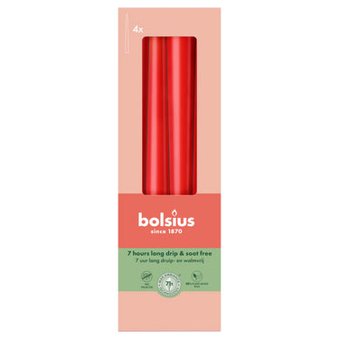 Bolsius gotische kaarsen delicate red ø24x245 mm 7 uur (8x 4 stuks)