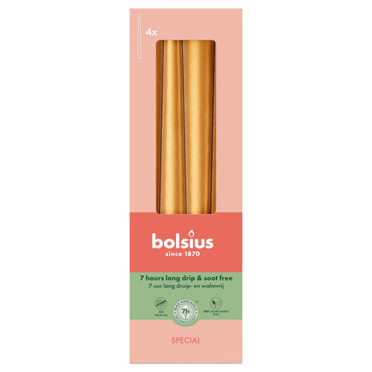 Bolsius gotische kaarsen metallic golden orange ø24x245 mm 7 uur (8x 4 stuks)