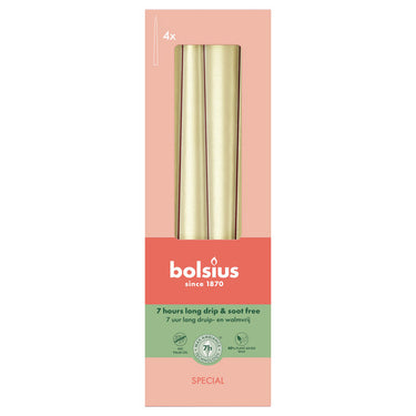 Bolsius gotische kaarsen metallic white silver ø24x245 mm 7 uur (8x 4 stuks)