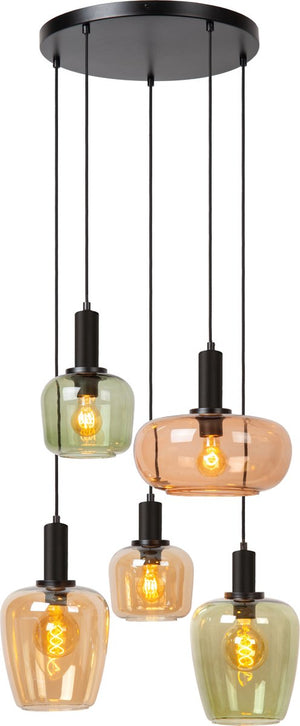 Lucide ilona - hanglamp - 5xe27 - zwart