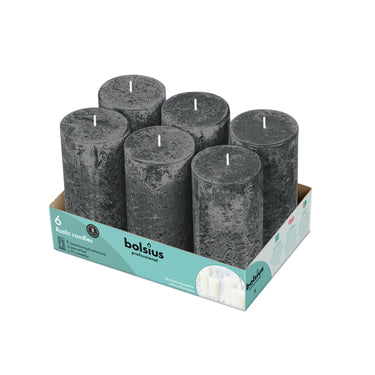 Bolsius professional stompkaars rustiek 130 68 mm stormgrijs 43 branduren (6 stuks)