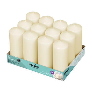 Bolsius professional stompkaarsen ivoor 17 6 cm 49 branduren (12 stuks)