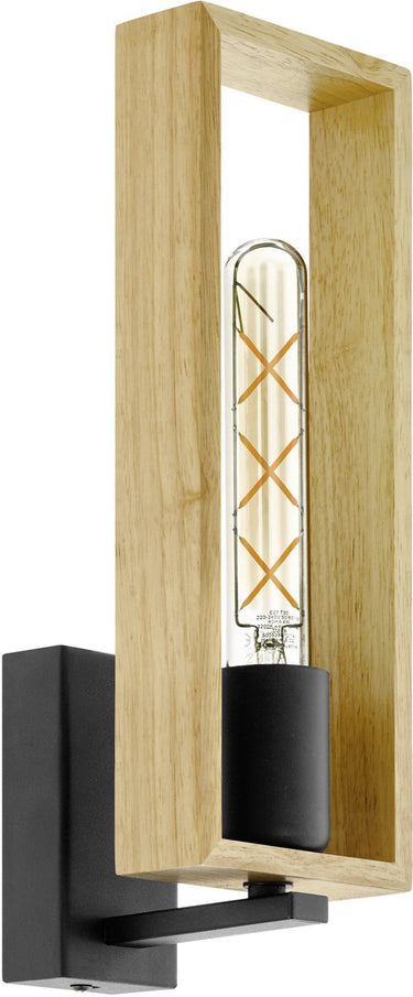 Eglo littleton - wandlamp - e27 - zwart hout
