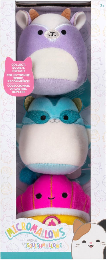 Squishmallows knuffel pluche - micromallows tia, mariska, louden - 3dlg.
