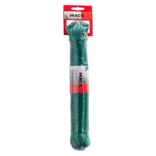 Mack 1072122 - waslijndraad pp groen streng 3mm 40m met staaldraad kern | 5 stuks