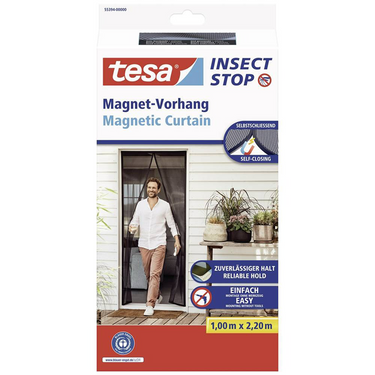 Tesa insect stop magnetic curtain - magnetisch gordijn zelfsluitend voor balkon- en terrasdeuren, zonder boren - 220 x 100 cm