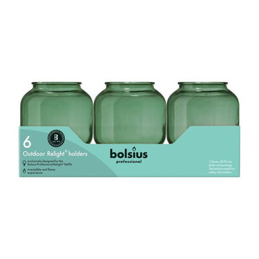 Bolsius professional relight houder olijfgroen sphere ø74x87 mm (6 stuks)