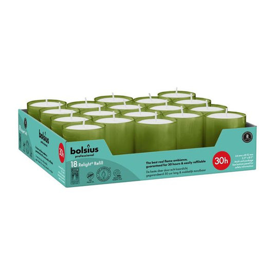 Bolsius professional relight navullingen olijfgroen ø52x64mm 30 uur (72x)