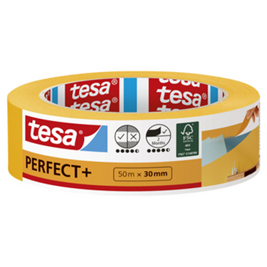 Tesa perfect+ - maskeringstape - 50m x 30mm - precisie verfwerk - washipapier