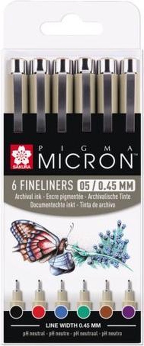 ギャラリービューアに画像をロードする, Sakura pigma micron 05 etui met 6 basic kleuren
